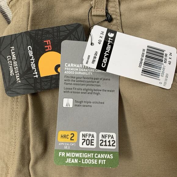 Carhartt Pants Mens Size 40 X 34 Flame Resistant Mid weight Canvas Jean Loose - Picture 6 of 8
